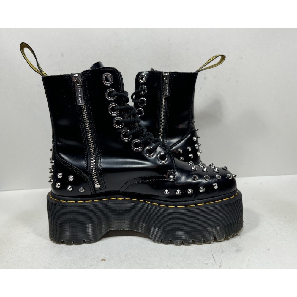 Dr. Martens Jadon Max Stud Womens Sz 8 Spike Boots Platform Black Smooth Leather - Picture 6 of 9